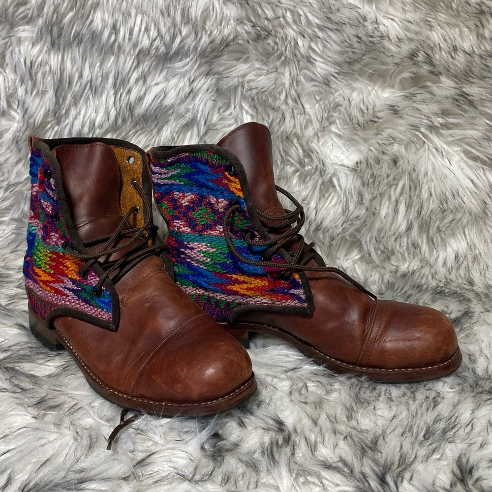 Artisan Boho South American Lace Up Leather Ankle Boots